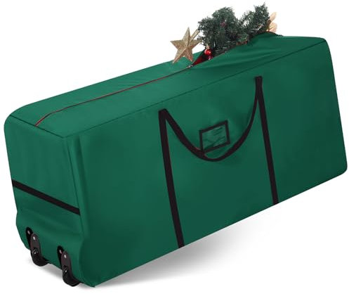 7.5 Ft Heavy Duty Christmas Tree Storage Bag 900d Oxford Fabric with Wheels and Reinforced Handles, Durable Xmas Storage Box for Disassembled Holiday Tree (7.5 ft,Green)