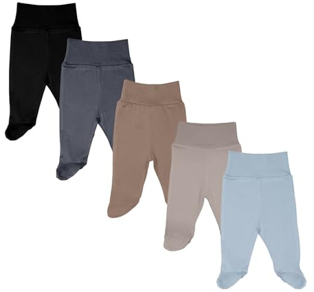 MEA BABY Unisex babybyxor med fött i 100% bomull i 5-pack