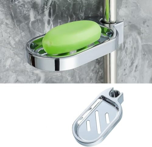parallelower Seifenhalter Duschstange Seifenschale Halter Verstellbare Seifenhalter Wandstange Seifenschale Verstellbare Seifenhalter für Duschstange, Dusche ​Badezimmer Zubehör Fit für 22mm Tube
