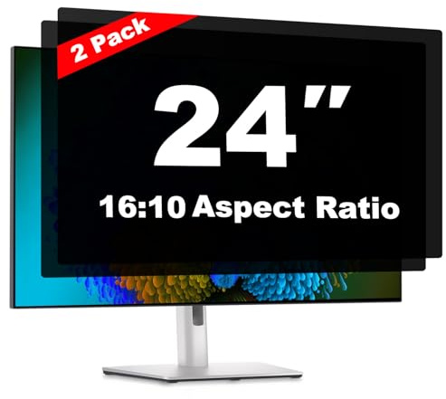 Pozlle 2er Pack Blickschutzfolie für 24 Zoll 16:10 (51.9 x 32.5cm) Monitor | Blaulichtfilter, Blendschutz, Abnehmbar Sichtschutzfolie für PC Computermonitore, Blickschutzfilter für Büro