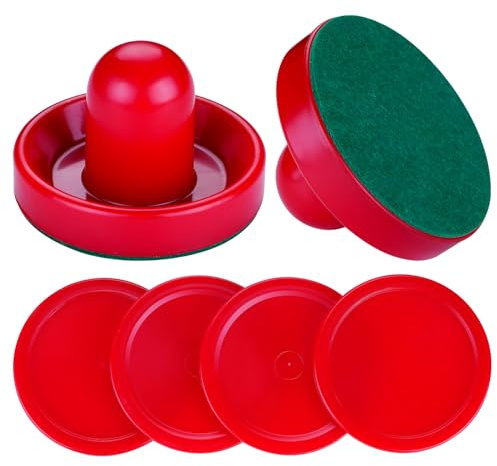 Mini 2-inch Air Hockey Pucks and 3-inch Paddles,Small 2 Paddles Air Hockey Strikers Pushers Air Hockey Table Replacement Accessories,Ergonomic Design Air Strikers