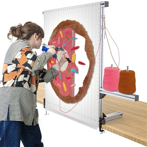 NODOCA Marco de 90 cm con picos, marco de metal de aluminio para hacer alfombras, soporte de tela para principiantes