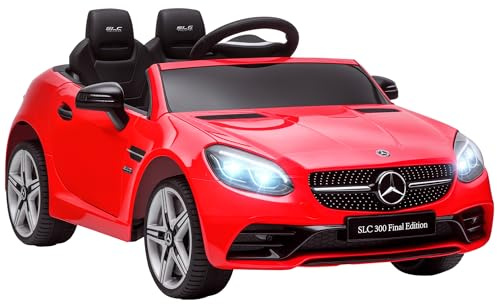 AIYAPLAY Elbil för barn 12 V barnbil med 2,4 G fjärrkontroll, 2 motor, barnfordon med LED-strålkastare, horn, musik, säkerhetsbälte, elfordon för barn från 3 år, röd