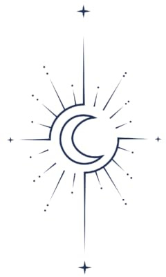 Tattwo.me – Temporäre Tattoos für Erwachsene und Kinder, hält 2 Wochen, wasserfest – Mond in einer Sonne – Pflanzliche Tinte – EU-Kosmetik-Zertifikat – (M0032)