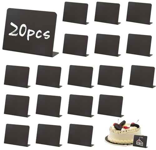 Kreidetafel Klein Set, 10 x 7,5cm Mini Tafeln zum Beschriften, Abwischbare Kunststoff Kreidetafeln Buffet, Hochzeit, Party, Preisschilder, Tischkarten, Platzkarte Namen, 20 Stück