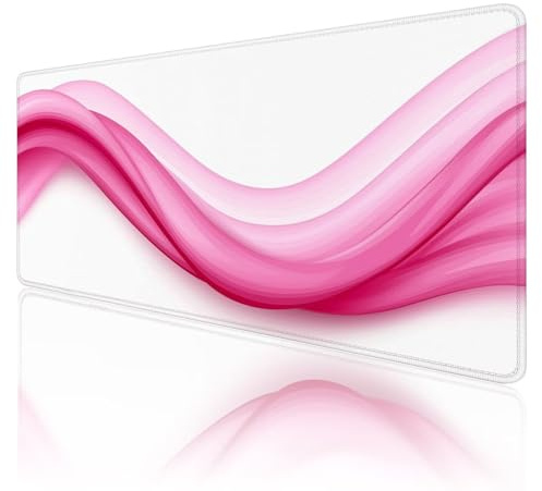 Mouse Mat XXL 600 x 300 x 3mm pink Mouse Pad Large Gaming Mouse Mat, White Mousepad Waterproof Non-Slip Rubber Base Stitched Edges Desk Mat , Extended Mouse Matts for Desk Office Home Decor R1250