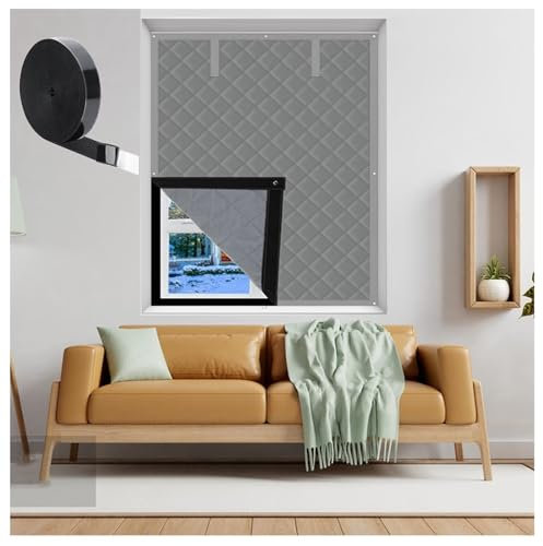 Kit d'isolation de fenêtre avec panneaux isolants acoustiques pour protection de fenêtre W155 x H185cm gris
