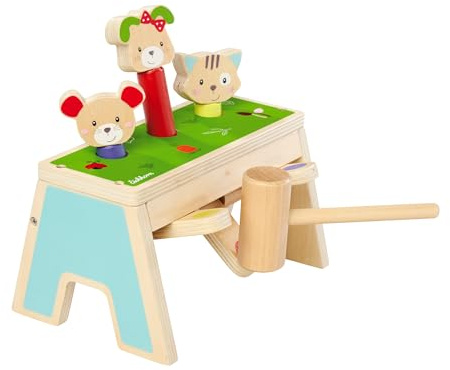 Eichhorn – Pop Up Klopfspiel Friends mit 3 bunten Spielflächen und Holzhammer, lustiger Überraschungseffekt für stundenlangen Spielspaß, 13x19 cm groß, aus 100%FSC zertifiziertem Birkenholz, ab 1 Jahr