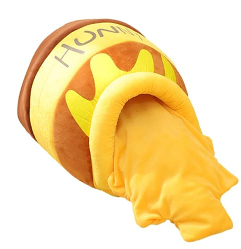 Niche pour chat – Lit pour chat en forme de pot de miel mignon lavable | Lit pour chat au design unique et confortable – Lit couvert mignon pour animaux domestiques – Niche pour chats et petits chiens