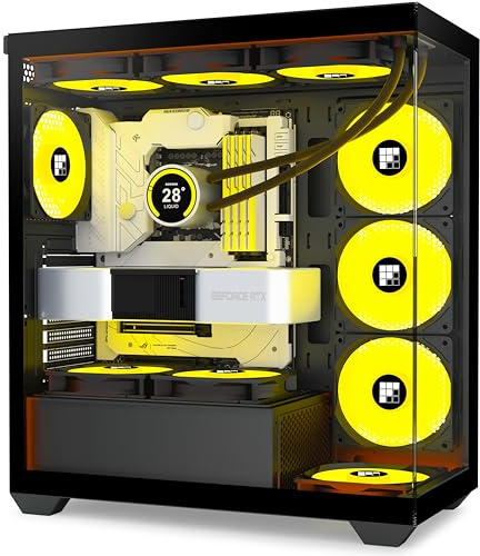 FOIFKIN Boîtier PC - 4 ventilateurs ARGB PWM préinstallés, boîtier de PC de jeu ATX Mid-Tower F03 noir