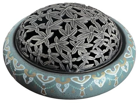 TAIYOU Vintage Incense Burner Ceramic Incense Holder for Sticks Insence Burner Bowl Incense Stick Holder for Cone Coil Desktop Decoration Yoga Meditation Office Home Decor Coffee Shop Blue