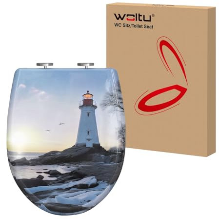 WOLTU Toilet Seat Soft Close, Quick Release Toilet Seat Adjustable, Top/Bottom Mounting, O-Shape with Beacon Pattern, Duroplast