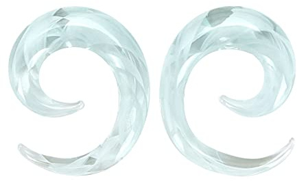 Longbeauty 1 Paar Dehn Spirale Glas Tapers Dehnanhänger Dehnungs-Schnecke Dehnungs-Sichel Ohr-Piercing Ohr-Schmuck, Klar, 10MM