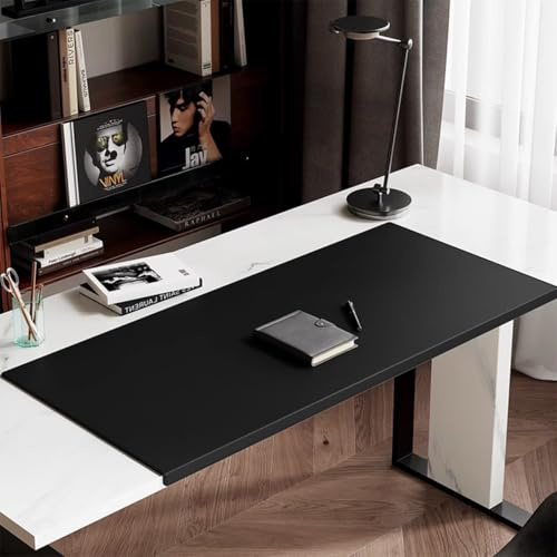 Nähkanten-Tischmatte, große Schreibtischunterlage aus PU-Leder, mit Kantenschutz, rutschfest, wasserdicht, Laptop-Mauspads für Büro, Heimdekoration, Arbeit, Spiel, Studium, Tippen (Schwarz, 70 x 35 cm