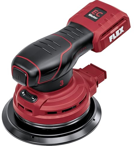 FLEX 18 V Akku-Exzenterschleifer (ORE 3-150 18-EC C, 18 V Akku, 4 Stufen Drehzahleinstellung, mit Staubfiltersack, EMS, Handwerker, Handwerkzeug) 534184