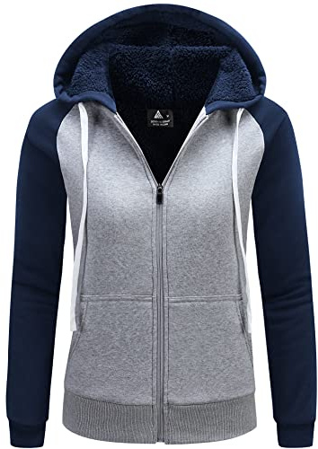 ZITY Sweatjacke Damen mit Kapuze Zipper Hoodie Fleecejacke Gefüttert Warme Winterjacke mit Reißverschluss Sweatshirtjacke Pullover mit Fleecefutter Kapuzenjacke für Herbst Winter Casual Fitness
