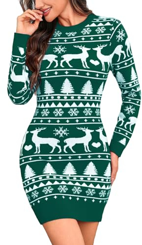 Totatuit Abito in Maglia Donna Invernale Natalizio Vestito Maglione Natale Abiti Natalizi Maniche Lunghe Collo Rotondo Elegant Morbido
