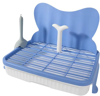 Folpus Toilette per Cani con griglia Antiscivolo Robusta e Colonna urinaria, Vassoio per WC da Interno per, 47cm Blu 14mm