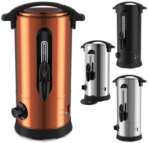 Eikuavons Glühweinkocher 8L inkl. 10 Becher | 1500W Heißgetränkespender Edelstahl mit Thermostat 30–110°C, Warmhaltefunktion & Auslaufhahn | Glühweinautomat für Partys, kupferfarben | Inkl. 10 Becher, 1500W Heißgetränkespender Edelstahl, Thermostat 30–110°C, Warmhaltefunktion & Auslaufhahn