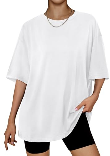 LILLUSORY Womens Oversized T Shirts UK Summer Plus Size Gym Tops | Short Sleeve,Crew Neck,Loose Fit,Basic Long Tshirts,Dressy Capsule Wardrobe Clothing,Easy Matching,Daily Wear,Fashion 2026