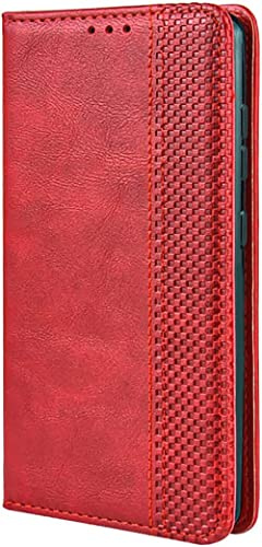TEYYOS Läderfoliofodral för Motorola Edge 70, premium PU/TPU plånboksfodral med kort- och kontantfack, flip magnetiskt stängningsskal – röd