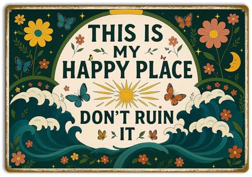Bar Accessories For Home Pub Welcome To My Happy Place Gifts For Men Women For Outdoor And Indoor Decorations Cafe Front Door Garden Wall Art Accessories Friend Coworkers Birthday Gift