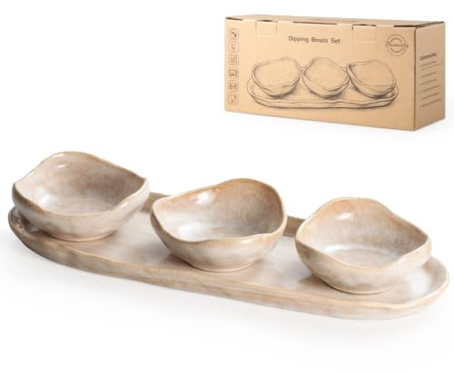 Besmeety Dipshcalen Set mit Servierplatte, Tapas Schalen, Snackschale | Snackteller Keramik, Dessertteller, Sushi Set, Sojasoße Dip Schälchen, Snack Schalen, Kleine Schüsseln, Kleine Schälchen