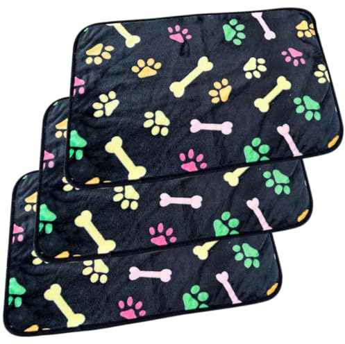 HINTRMENT Flanell Haustierdecken Leichte und Warme Winterdecke für Hunde und Katzen Schwarz 3 Stück in Schlichtem Design als Gemütliche Sofadecke