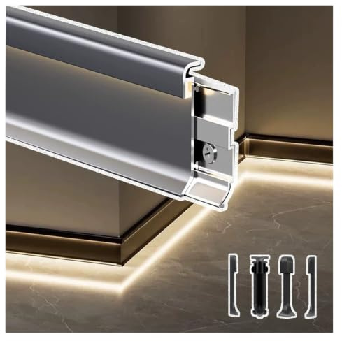 HAIXHX 10 profili LED in alluminio per battiscopa, canale di illuminazione