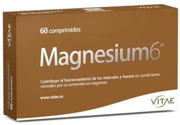 Vitae Magnesium6 60 comprimidos | 6 sales de magnesio, taurina y vitamina B6 | Relajación muscular | Tensión muscular, fatiga, contracturas