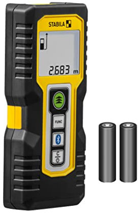 STABILA Laser-Entfernungsmesser LD 250 BT, Bluetooth Smart 4.0, max. Messbereich 50 m, 4 Messfunktionen (u. a. Fläche und Volumen), IP 54, inkl. Batterien (2X AAA)