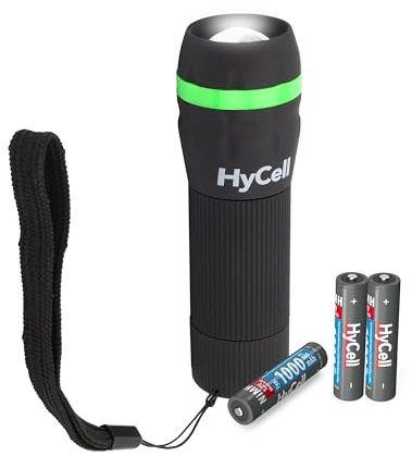 HyCell Mini LED Taschenlampe zoombar & fokussierbar inkl. AAA Batterien - Handliche LED Leuchte mit stufenloser Fokussierung - Handlampe ideal für Camping Werkstatt Handtasche Garten Kinder Outdoor