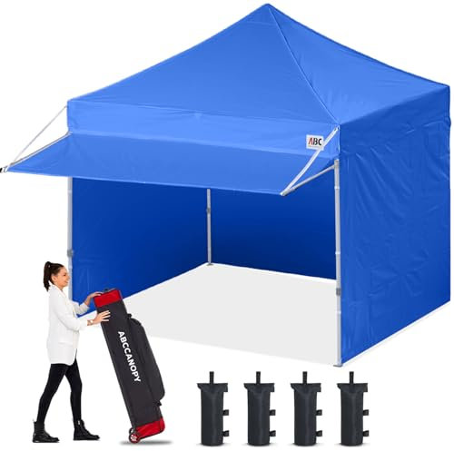 ABCCANOPY Tenda a baldacchino pop-up con pareti laterali, facile da montare, con tenda da sole, tende all'aperto per feste, mercato, eventi commerciali, blu reale