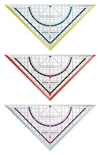 3x Herlitz Geometriedreieck my.pen / 25cm / mit Griff / 3 Farben