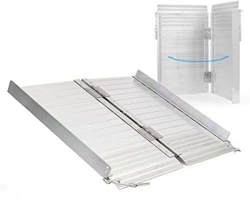 Wiltec Rampa per disabili pieghevole e portatile, alluminio 62 cm max 270 kg, Pedana sedie a rotelle