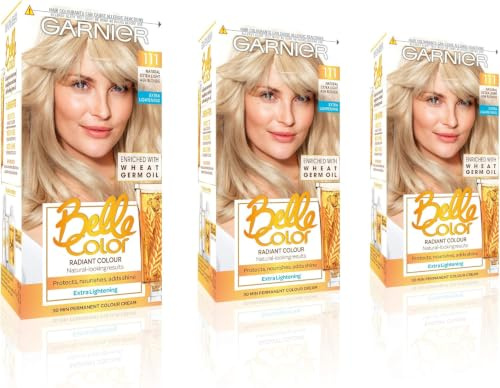 Garnier Belle Color Blonde Hair Dye Permanent, Natural looking Hair Colour, up to 100% grey coverage - 111 Extra Light Ash Blonde Pack of 3