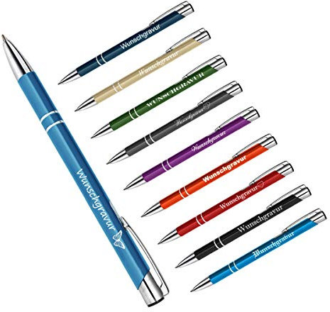 polar-effekt 1 Metall Oleg Kugelschreiber mit Gravur des Namens - Personalisierte Geschenk-Idee Mitbringsel - blau schreibend - Farbe hellblau