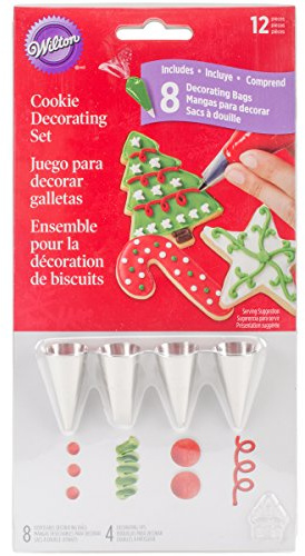 Wilton Set di Beccucci Natale, Bocchette Acciaio Inox #005, #101, #012, #003 Kit per Decorare Biscotti o Torte Natalizie, Cookie Decorating Kit Christmas