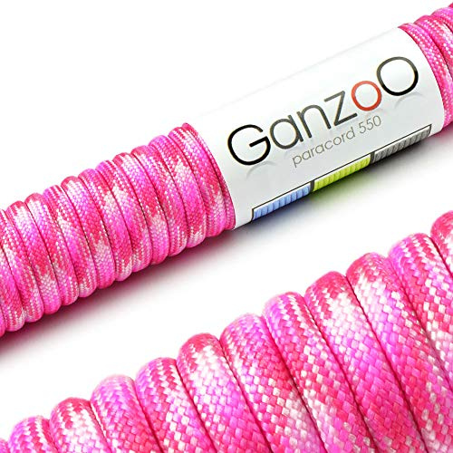 Paracord 550 Seil für Armband, Leine, Halsband, Nylon-Seil 15 Meter, Candy pink