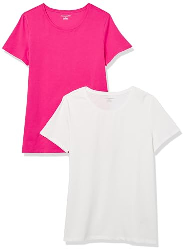 Amazon Essentials T-Shirt Ras-Du-Cou à Manches Courtes, Coupe Standard Femme, Packs Multiples