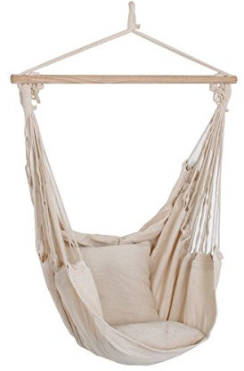 Unbekannt Hängesessel/Hängesitz mit Zwei Kissen in Vier Farbvarianten (Beige)