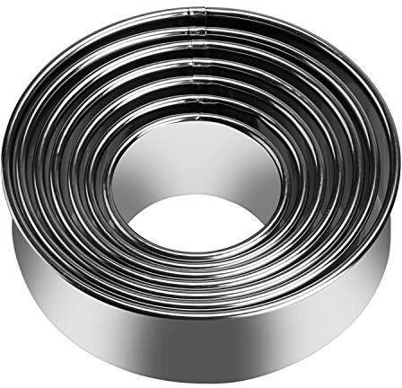 KSPOWWIN 7 Pieces Stainless Steel Cookie Cutter Set Biscuit Plain Edge Round Cutters Sizes Shape Molds Ranging from 2-4.3 Inches