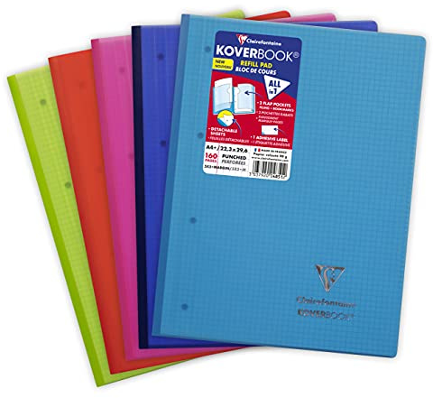 Clairefontaine 4851C Heft Koverbook A4+ 80 Blatt kariert farbig sortiert