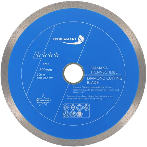 PRODIAMANT Diamantskiva Tile Professional 200 mm x 30/25,4 mm F702 ProRim ingen utbrytning på glaserade kakelplattor porslin stengods keramik och natursten