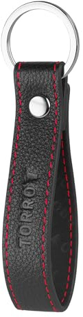 TORRO Schlüsselring aus Hochwertigem Leder, Spaltring aus gebürstetem Metall mit 2,5 cm Durchmesser (Schwarz)