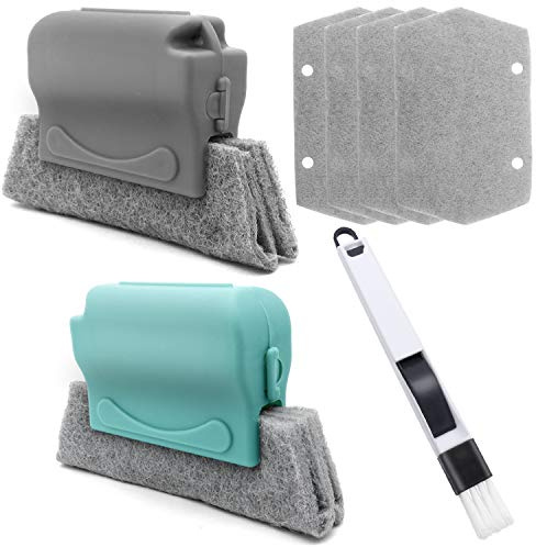 AYWFEY 7 Pz Magic Window Groove Pulizia Spazzole Kit, Strumento Lavavetri, Strumenti Portatili Per La Pulizia Delle Fessure, Per Tutte Le Finestre Scorrevoli E Gaps, Porta Scorrevole, Otturatore