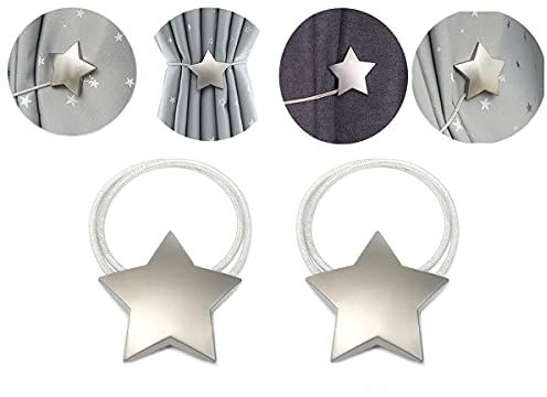 0000 Vorhanghalter, Metall, 2 Stück, Grau Silber, Wohnzimmer, Kinderzimmer, Modern