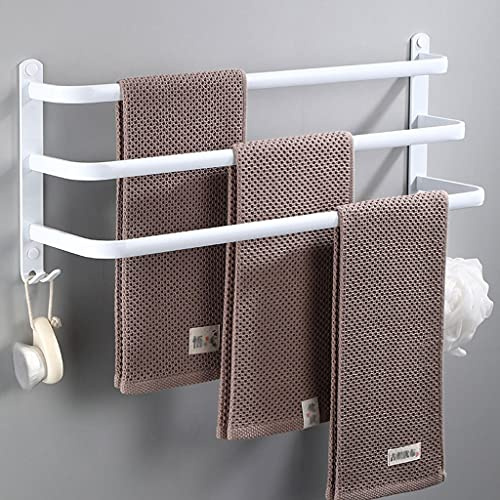 Porte-serviettes Blanc Mural Barres Porte-serviettes Multicouche avec Crochets Espace Aluminium Porte Serviette pour salle de bain, cuisine d'hôtel, style contemporain 3 Layer 30cm