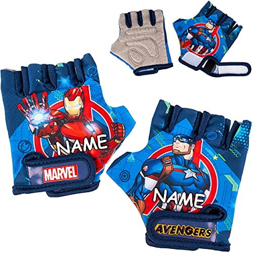 alles-meine.de GmbH Fahrradhandschuhe - Avengers - inkl. Name - abgepolstert & Anti rutsch - 3 bis 8 Jahre - universal auch für Roller und Dreirad Laufrad Puky Bobbycar Cityrolle..