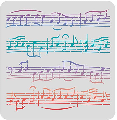 FINGERINSPIRE Musikschablonen, Schablonen, 30 x 30 cm, Musiknoten Zeichnen Malschablonen Notenblätter, Musiknoten zum Malen auf Holz, Boden, Wand und Fliesen